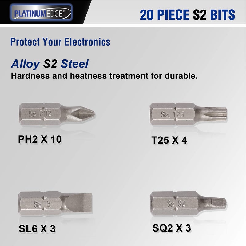 PLATINUMEDGE 276pc Titanium Twist Drill Bit Set with S2 Bits 135Â° Tip High Speed Steel, Size from 1/16" up to 1/2", Ideal in Wood Cast Iron Aluminum Alloy Plastic Fiberglass, Clear Lid Case - Image 2